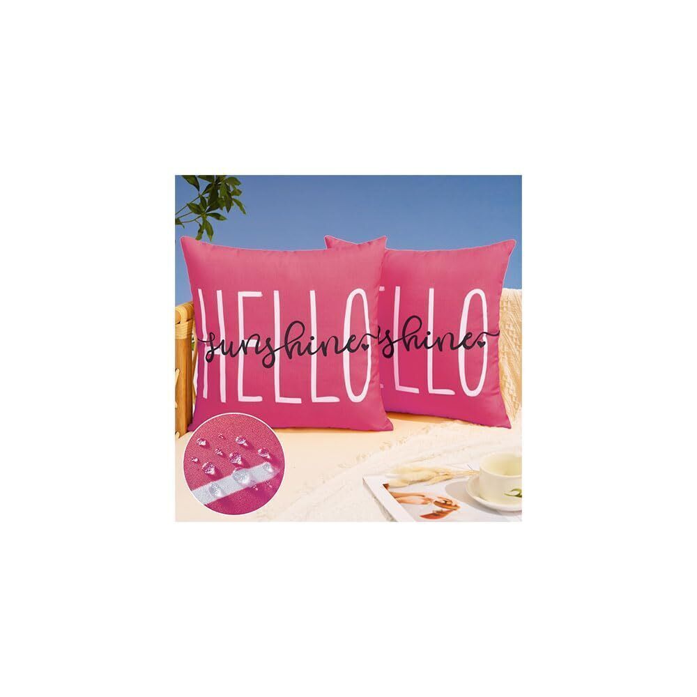 9972 Outdoor Pillow Covers 18x18 Inch Set of 2 Hello Sunshine Decor Hot